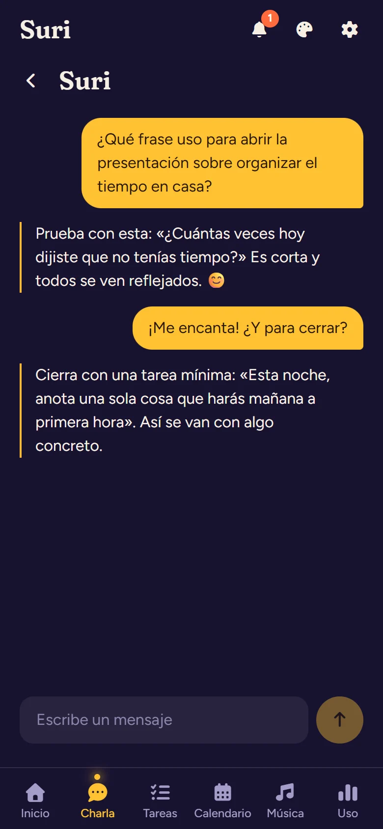 Conversación con Suri en el celular